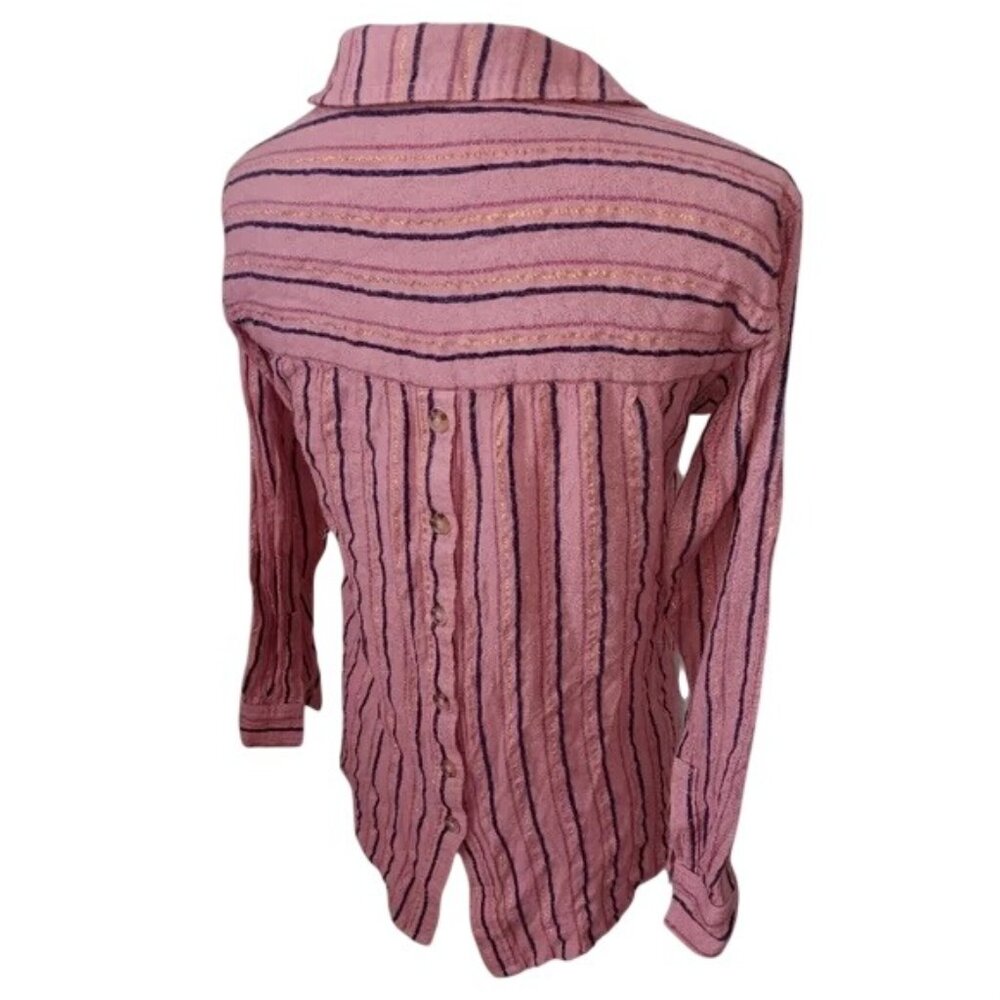 Anthropologie Isadora Pink Stripe Popover Top - Picture 4 of 5